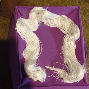 Boutique white crocheted scarf 5 ft long